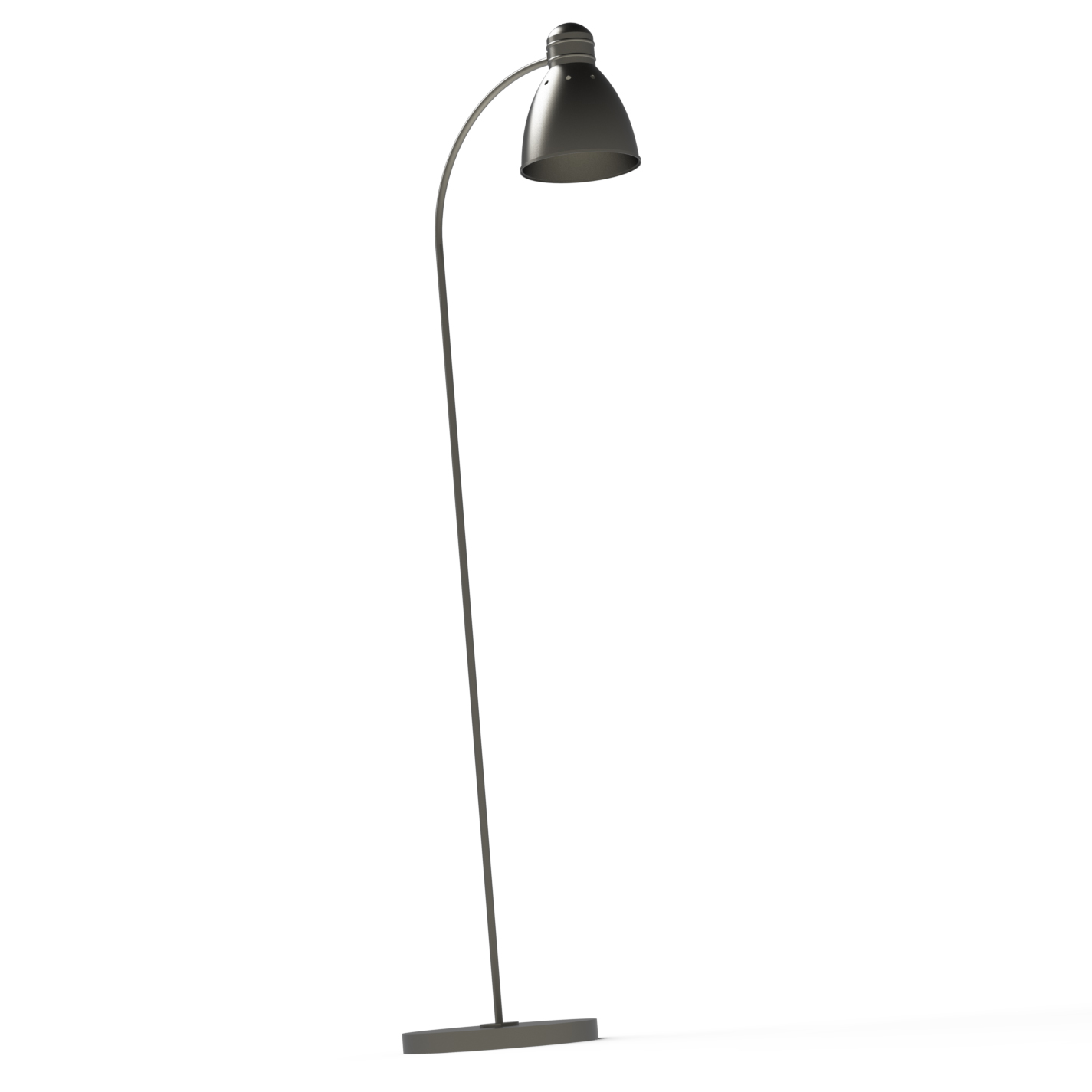 a black floor lamp on a white background