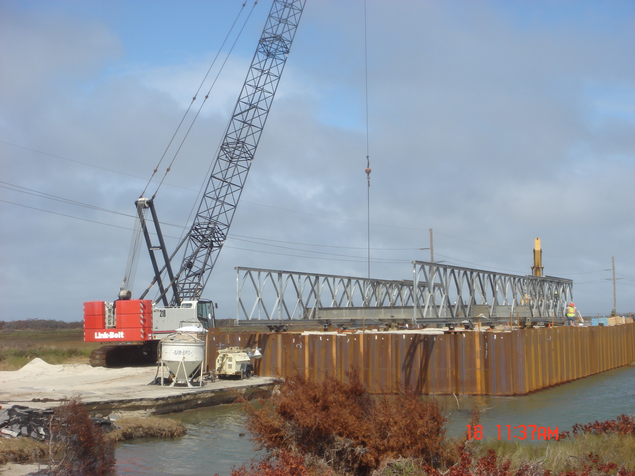 a barge passing through a steel pipe tunnel