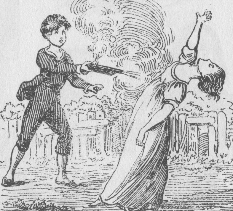 a drawing with a man reaching for a girl