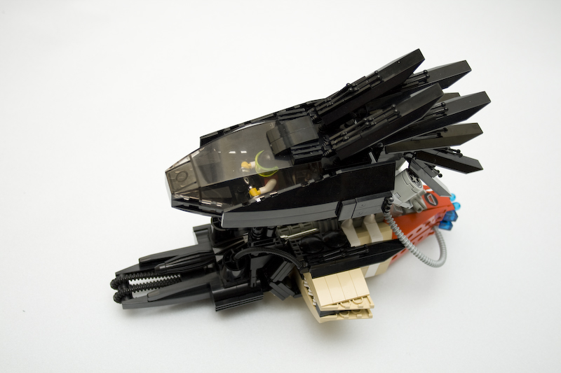 a closeup view of a lego model of batman