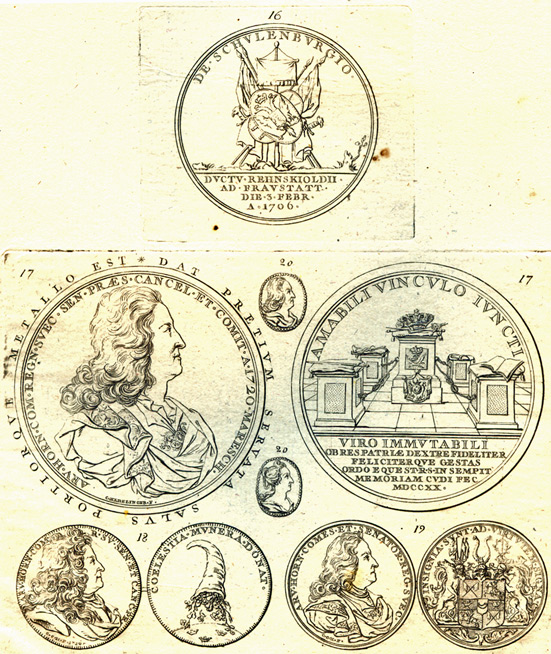 a drawing of several stamps that have pictures on them