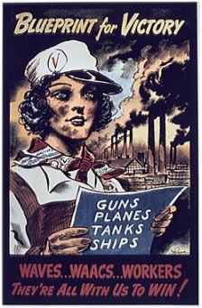 a poster depicts a female sailor reading the newspaper