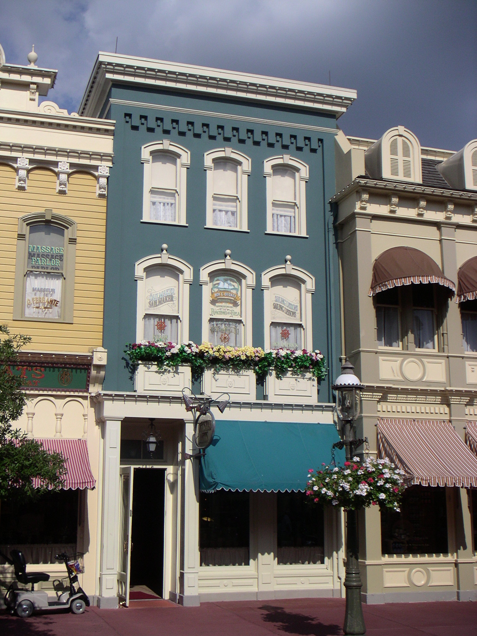 several colorful buildings sitting in front of each other