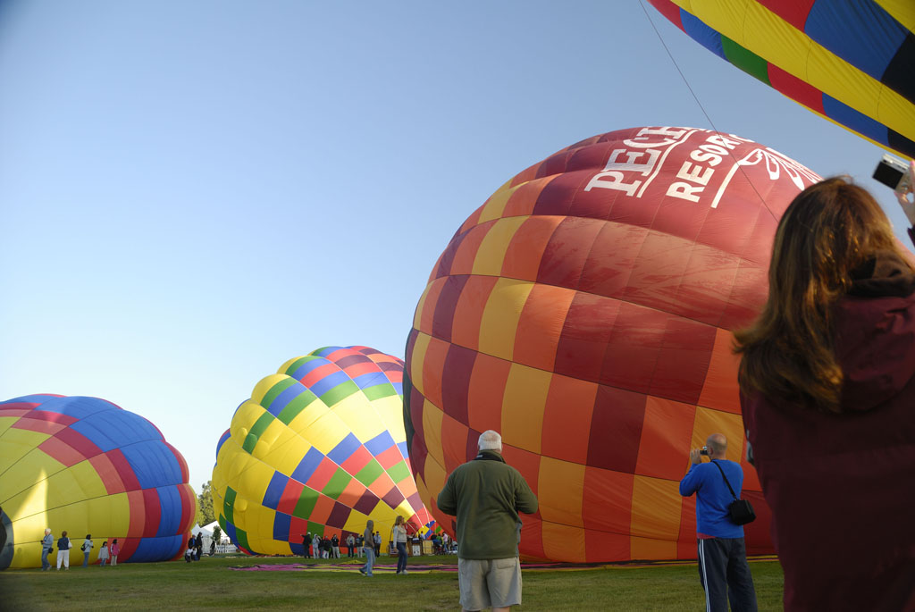 a bunch of colorful  air balloons being flown