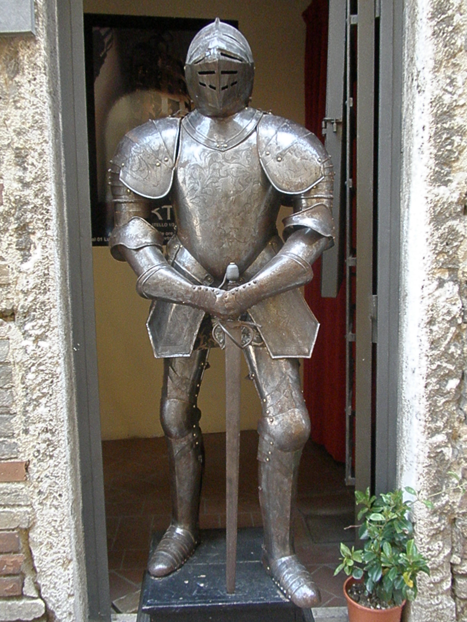 there is a statue of a knight outside