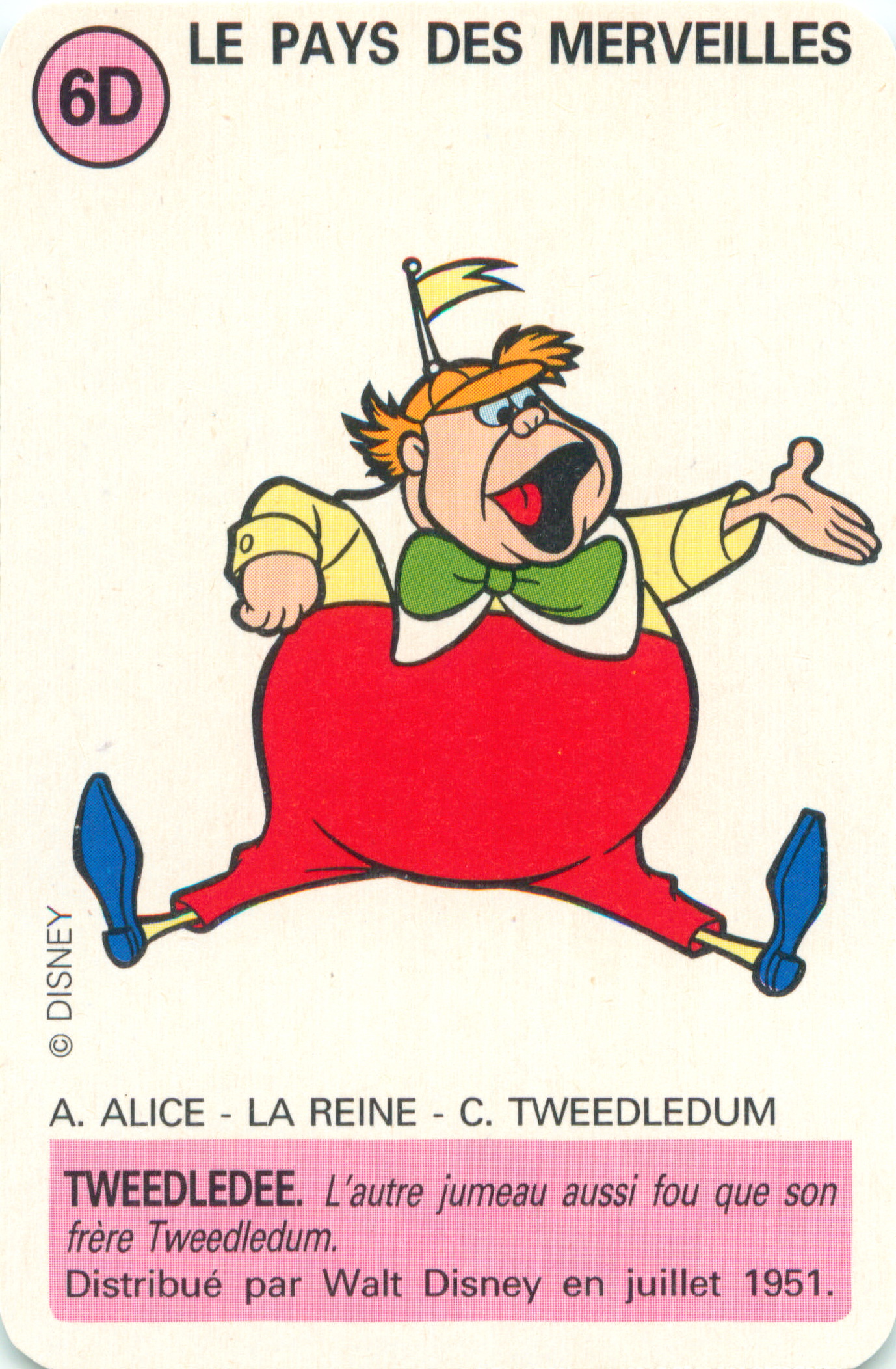the card shows the character of an animated character