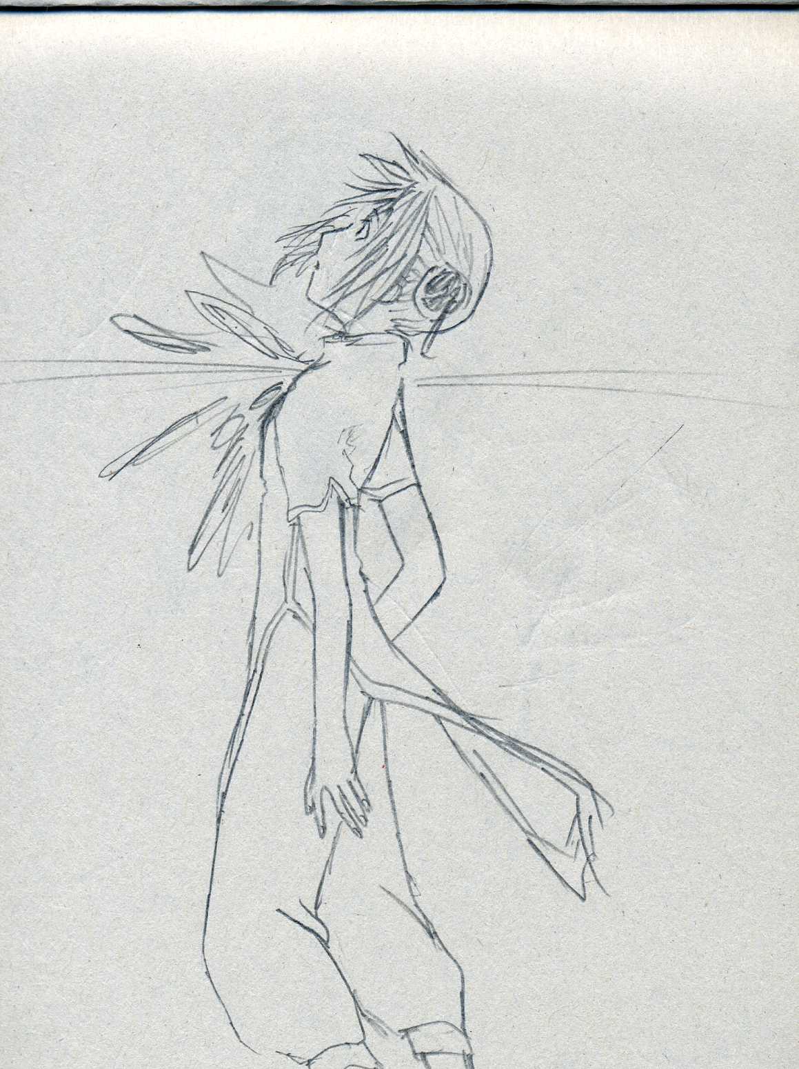 a drawing of a girl walking in the ocean