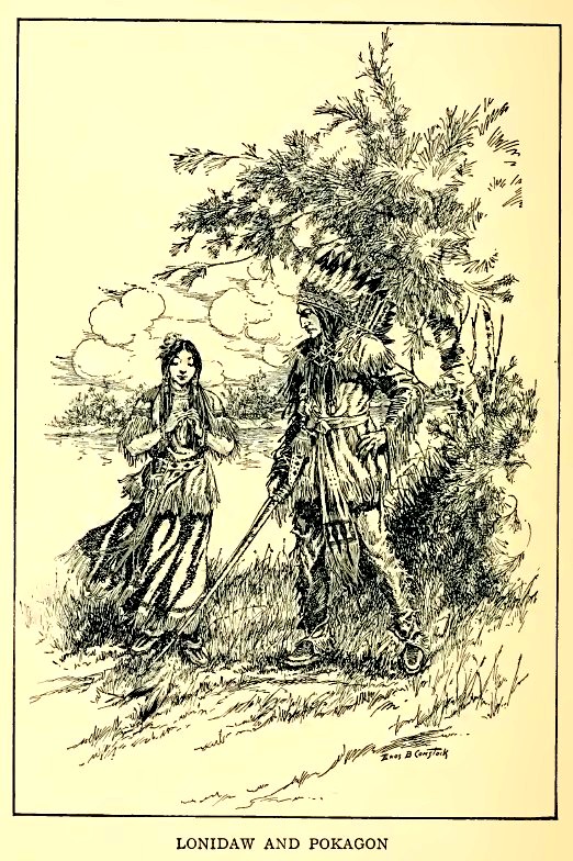 a vintage book with an old image of people walking in the woods