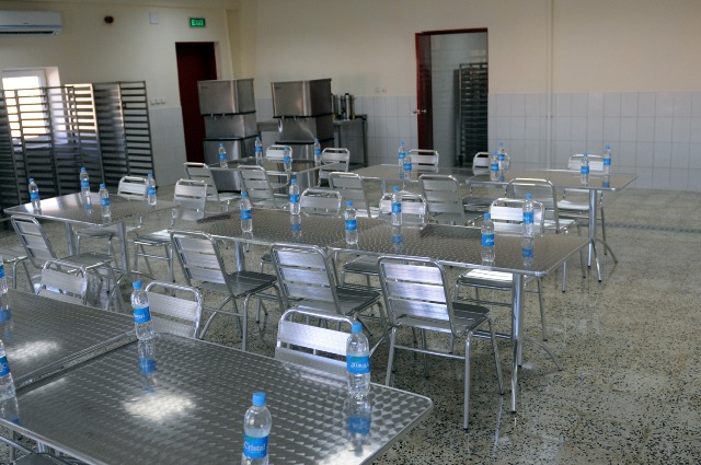 an empty table set for one person is shown