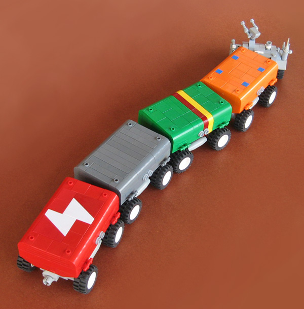 the toy car has four different types of wheels