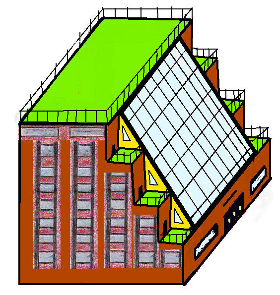 an architectural drawing of the exterior of a building