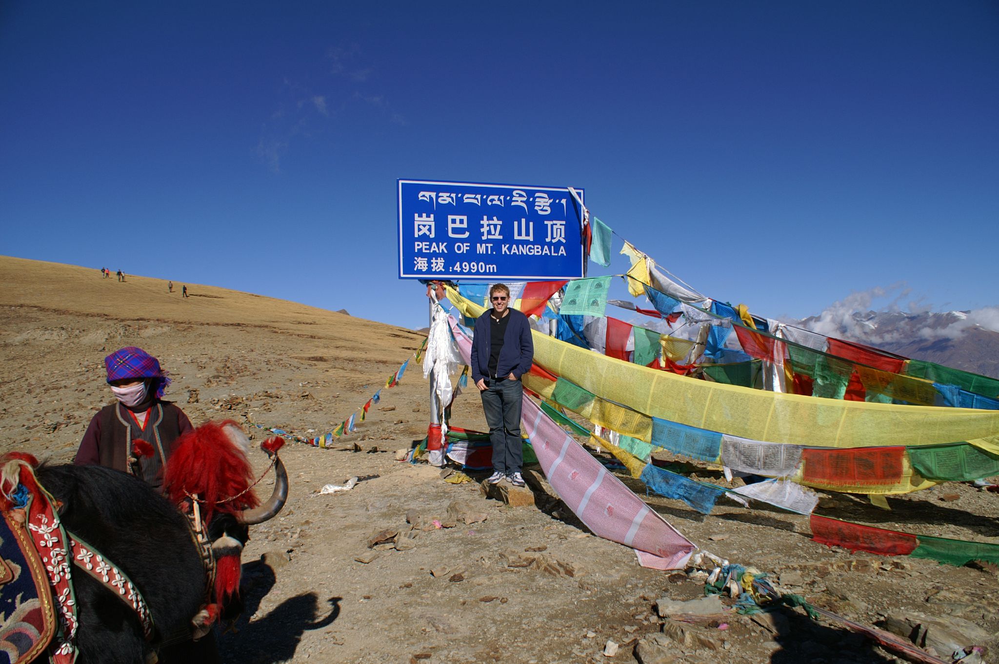 there are many colorful banners and signs at this desert place