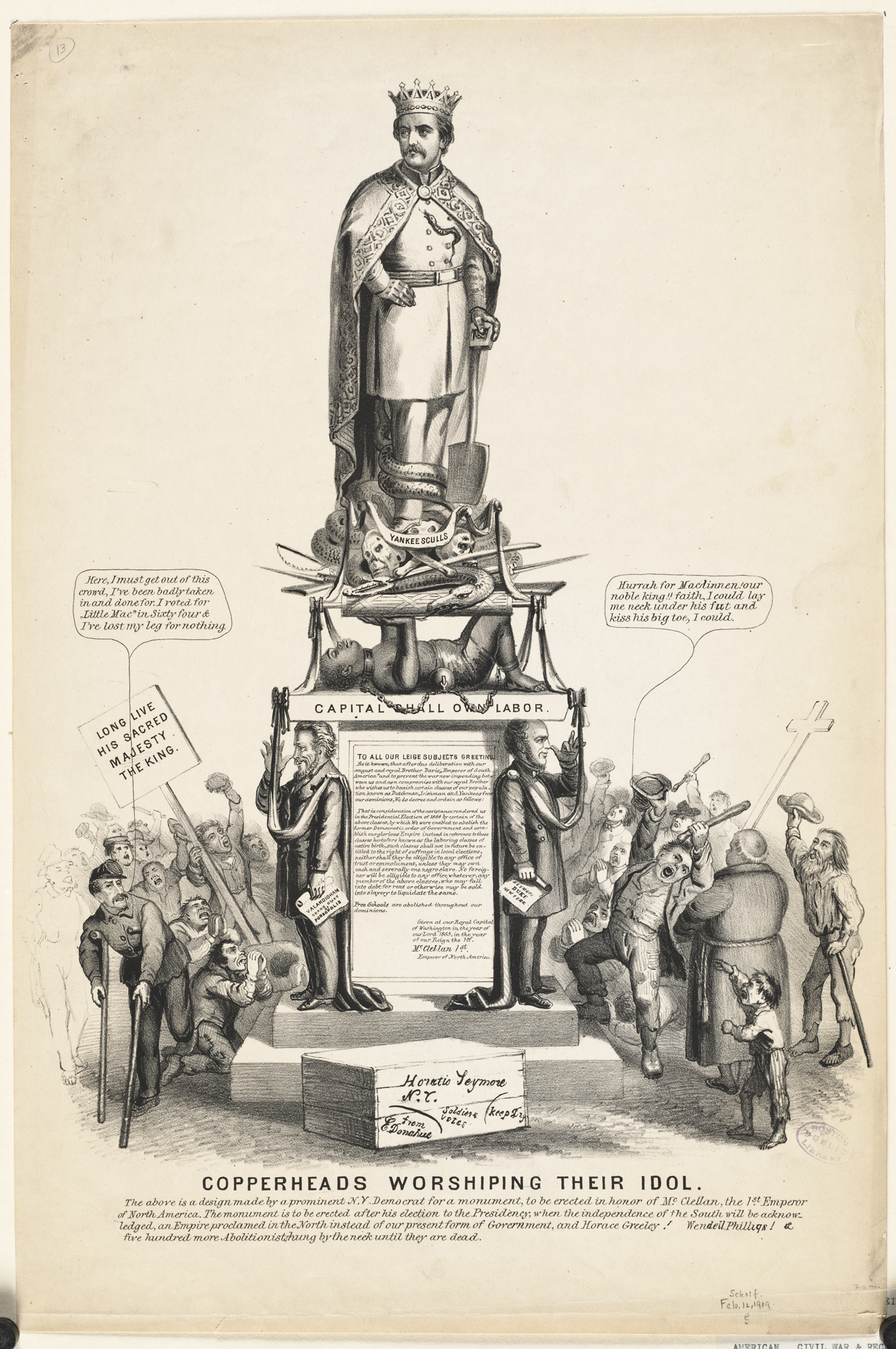 an old fashioned political cartoon depicting king george the great