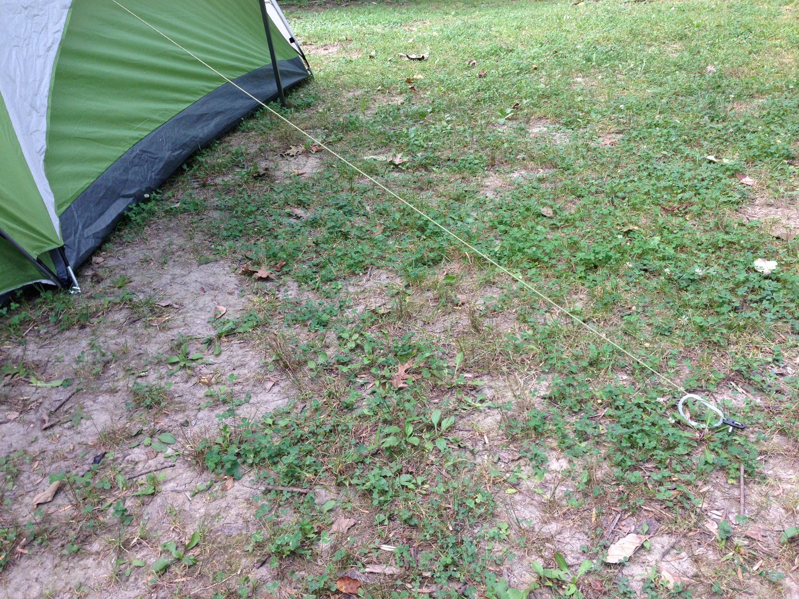 there is a tent pitched in the grass by it