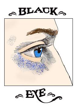 a drawing of an eye with the words black eye on it