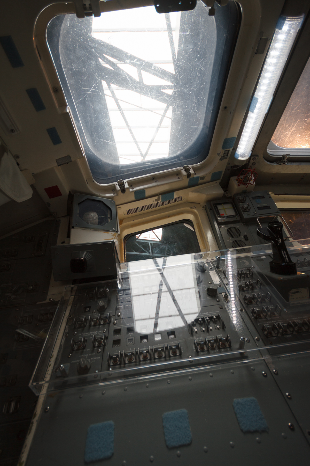 a view inside the rear part of a space station