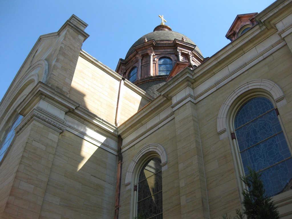 a church building with a cross on top