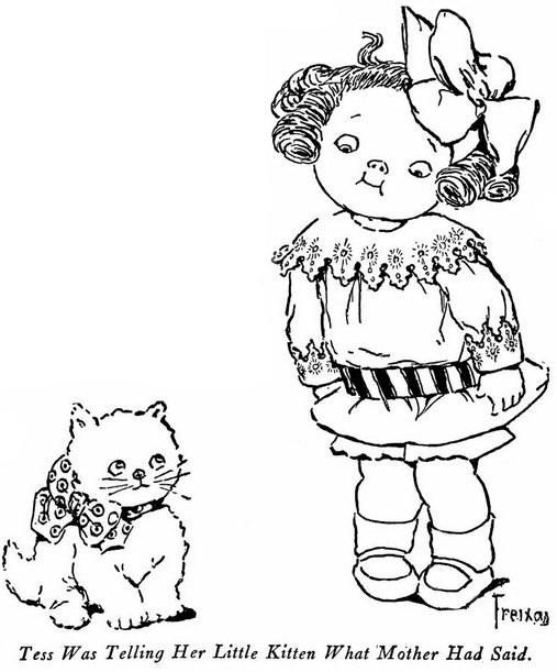 a black and white line drawing of a girl holding a teddy bear