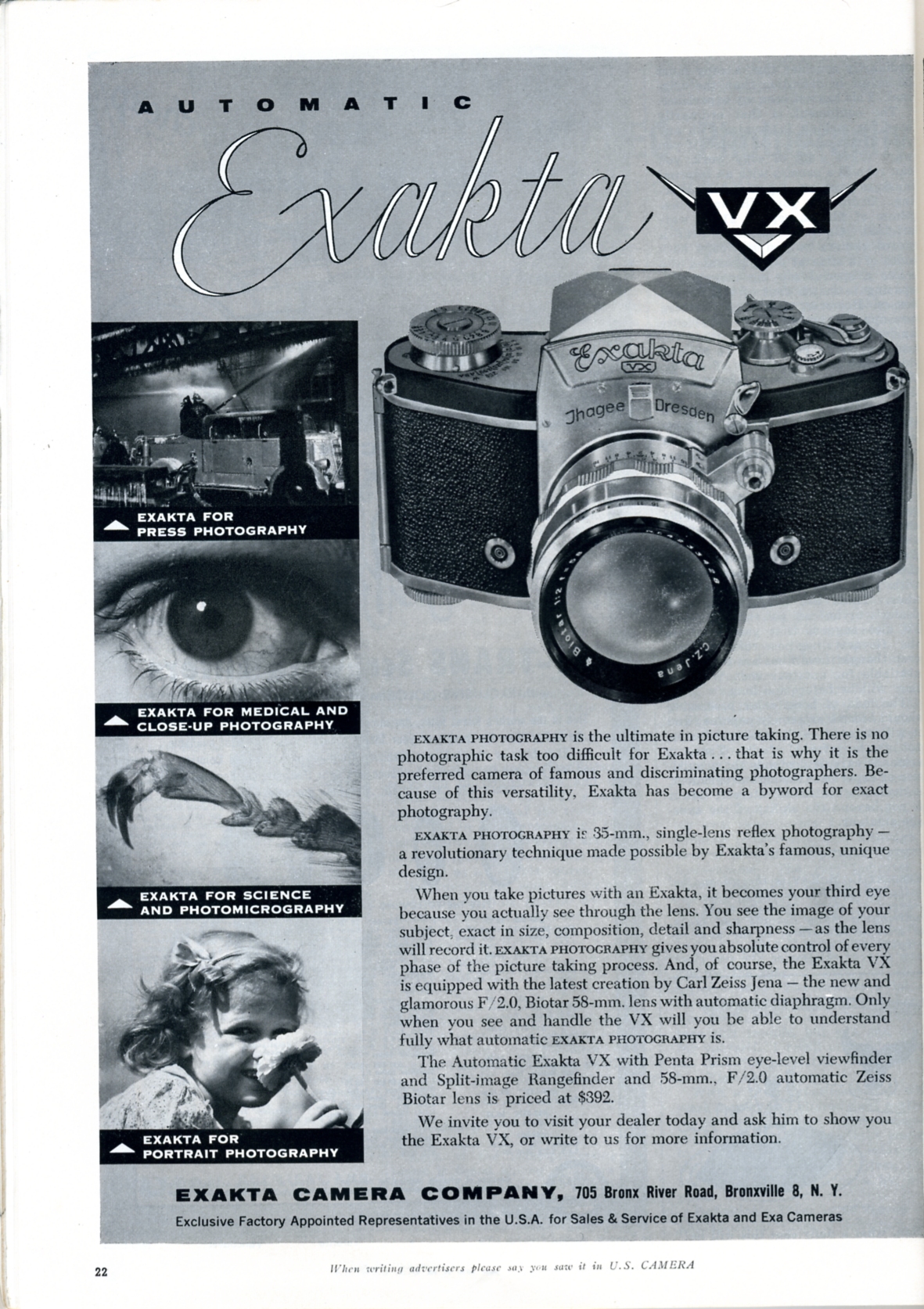 an old advertit showing a camera and its pictures