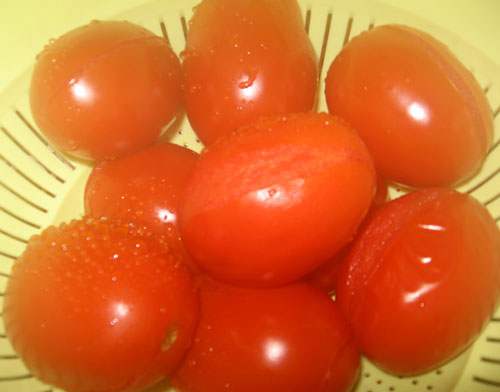 the fresh tomatoes have been cooked in the microwave