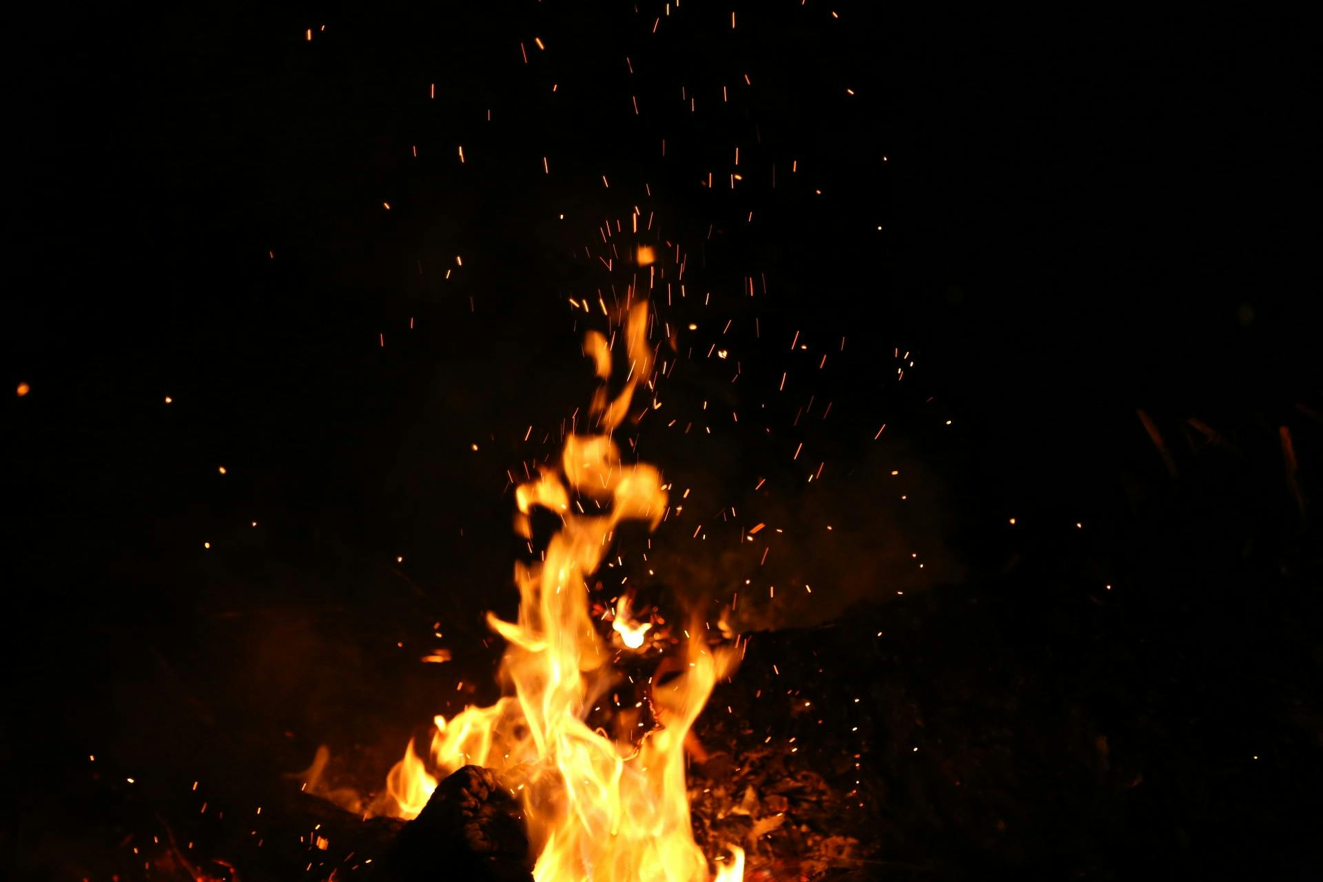 a close up of a fire in the dark, pexels contest winner, hurufiyya, ancient fairy dust, avatar image, campfire background, profile image