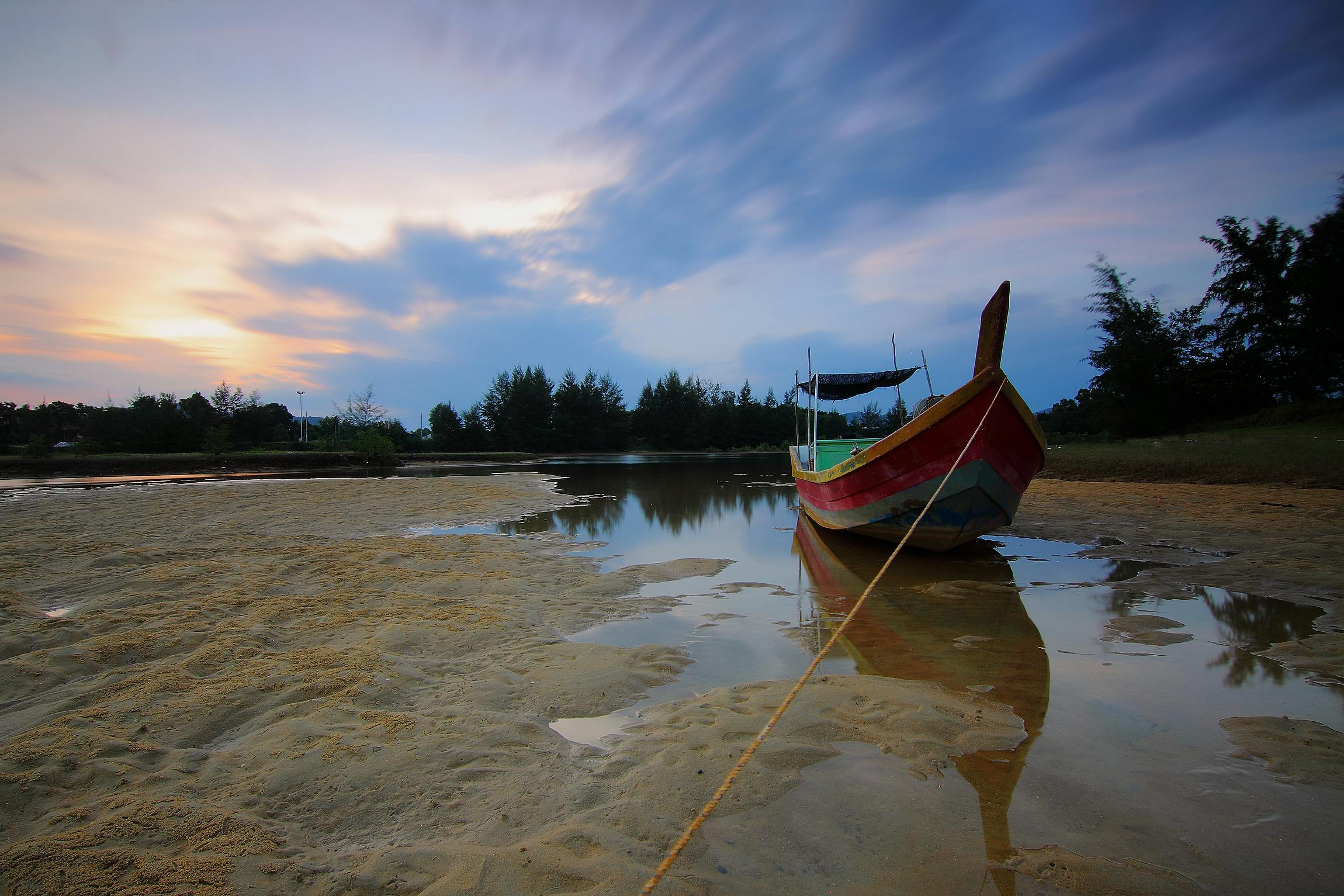 a boat sitting on top of a sandy beach, by Basuki Abdullah, unsplash contest winner, hurufiyya, fishing, nezha, thumbnail, moored
