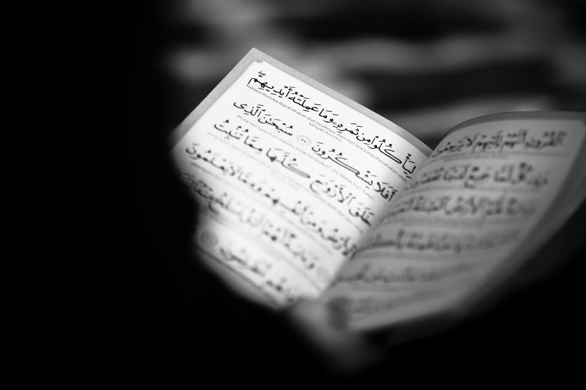 a close up of a person holding a book, by Adam Chmielowski, hurufiyya, islamic, sheet music, close-up photo, close - up photo