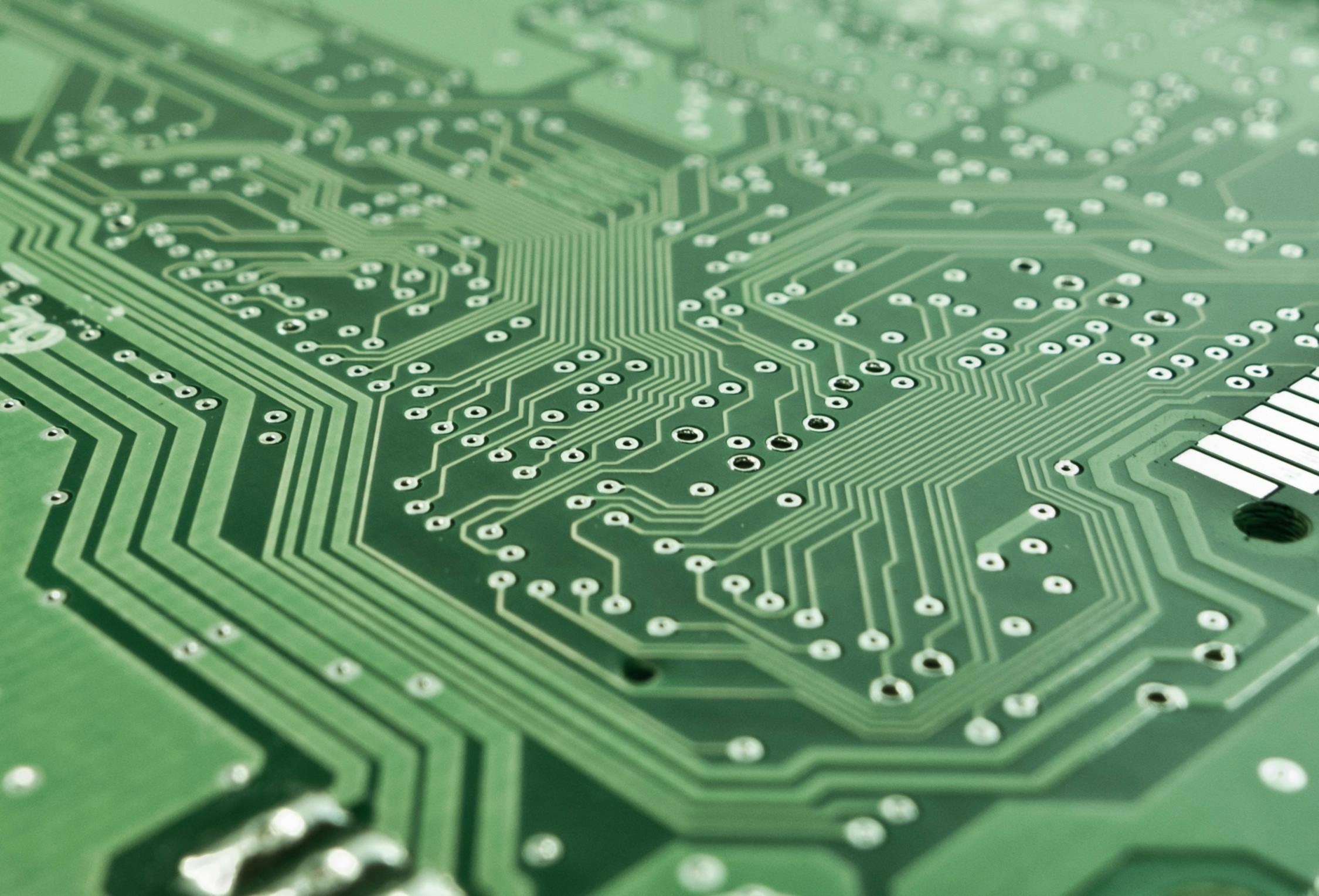 a close up of a printed circuit board, a digital rendering, by Carey Morris, pixabay, instagram post, where a large, computer equipment, a green