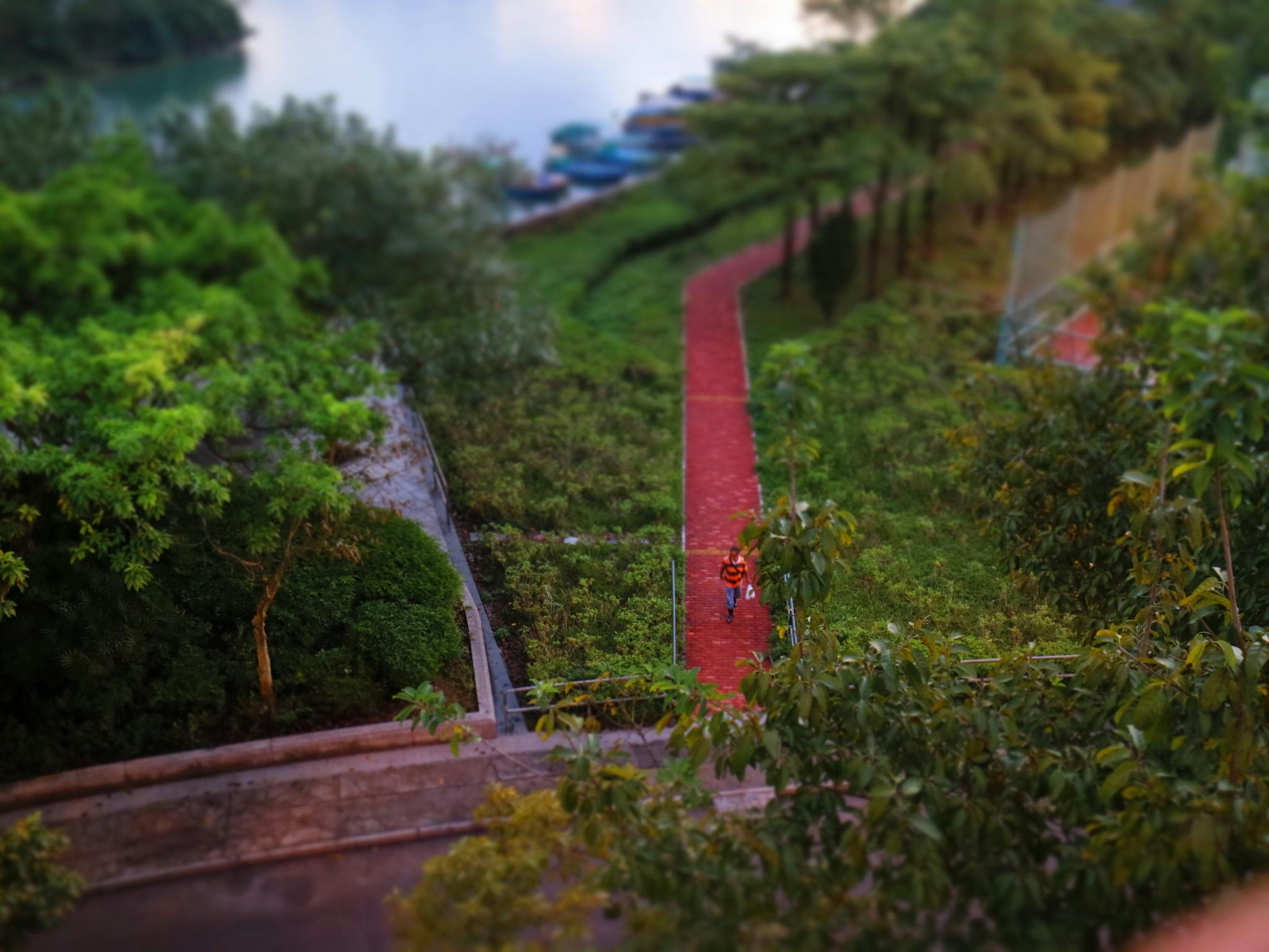 a view down an incline with the pographer