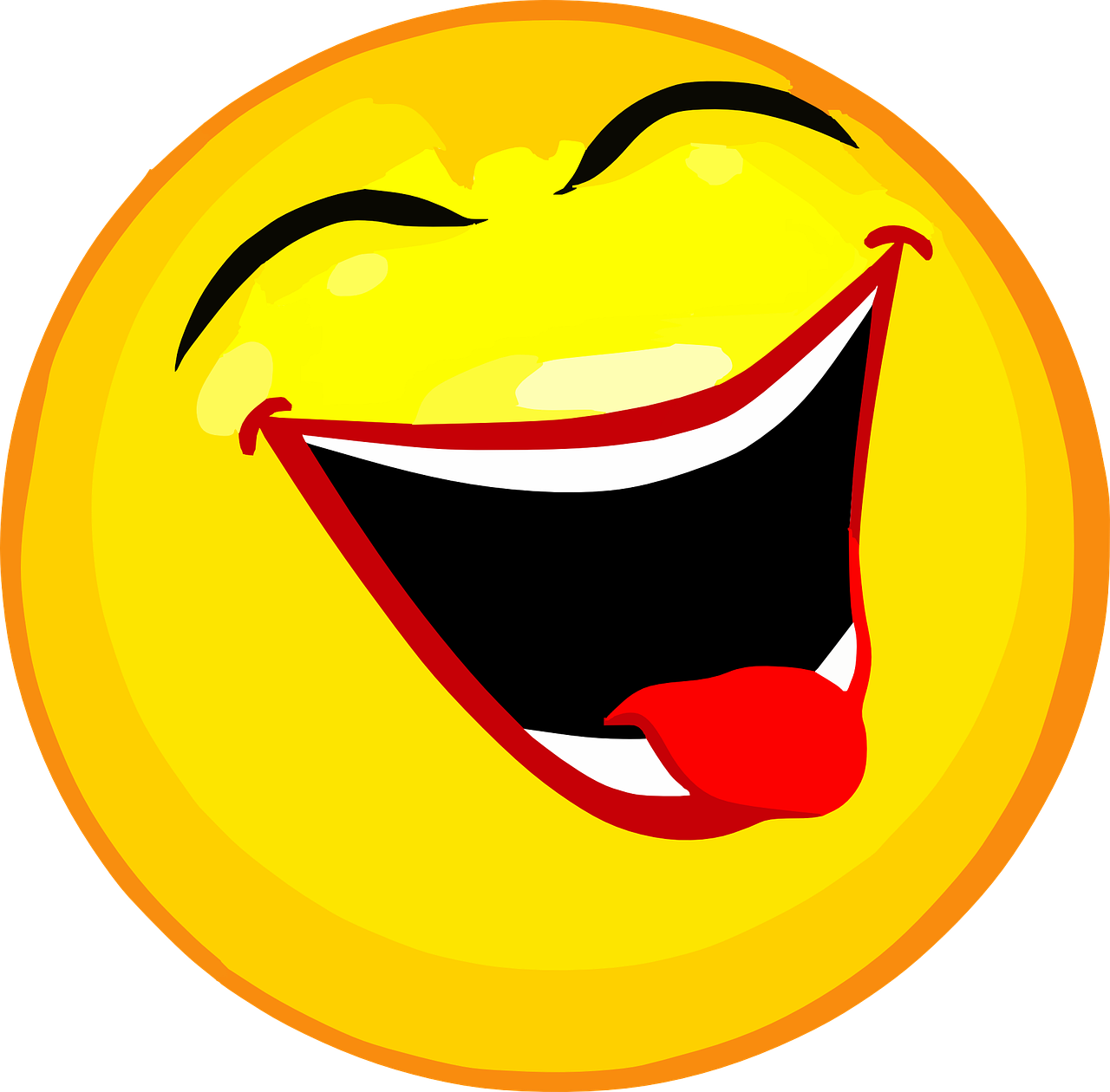 a yellow smiley face with a wide open mouth, a picture, hurufiyya, mutahar laughing, laughing and joking, aaaaaaaaaaaaaaaaaaaaaa, happy people