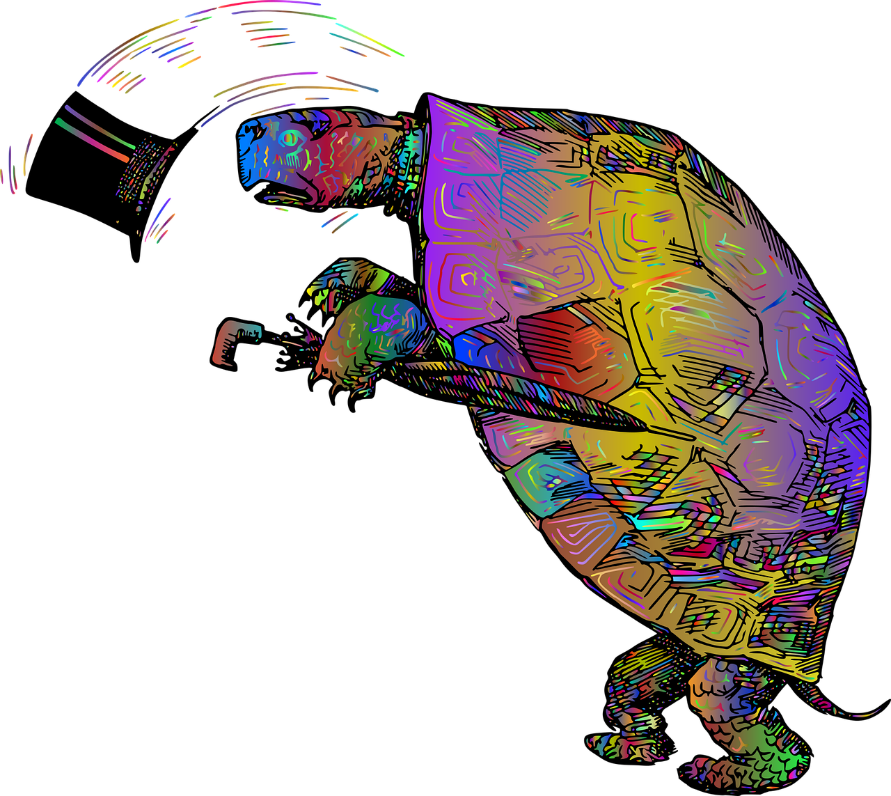 a man riding a skateboard up the side of a ramp, a raytraced image, inspired by Umberto Boccioni, flickr, digital art, as an anthropomorphic turtle, technicolor!!!, bending down slightly, colorful high contrast