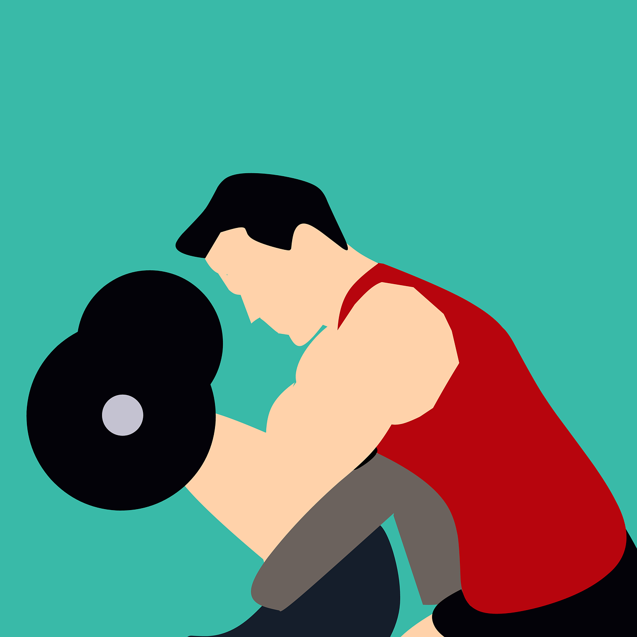 a man squatting with a barbell in his hand, an illustration of, figuration libre, posterized color, phone background, illustration, flat colour