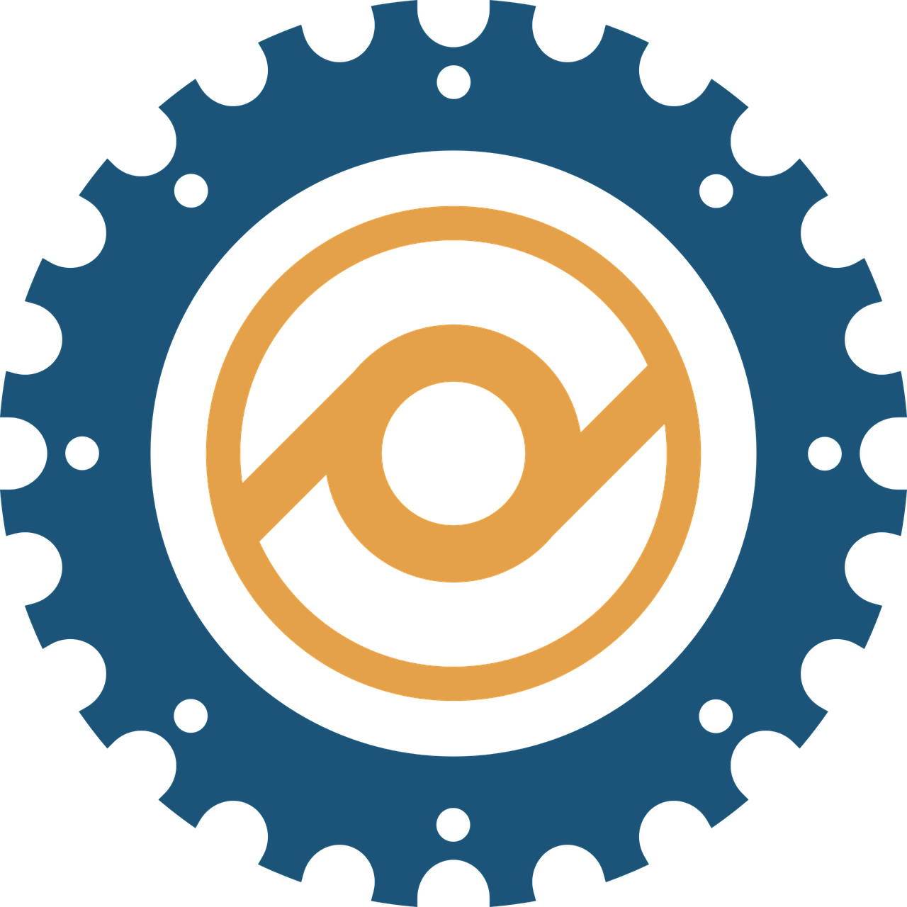 a blue and yellow logo on a black background, inspired by Kōno Michisei, polycount, incoherents, cogs and wheels, sacral chakra, discord profile picture, black mesa
