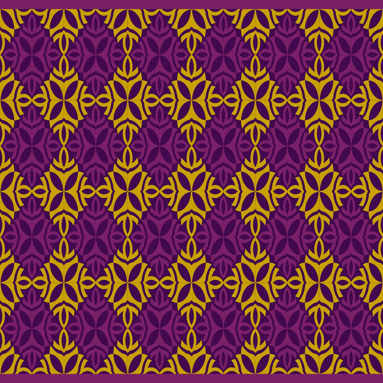 a purple and yellow pattern on a purple background, vector art, inspired by Osman Hamdi Bey, damask pattern, thai, created in adobe illustrator, ƒ/8