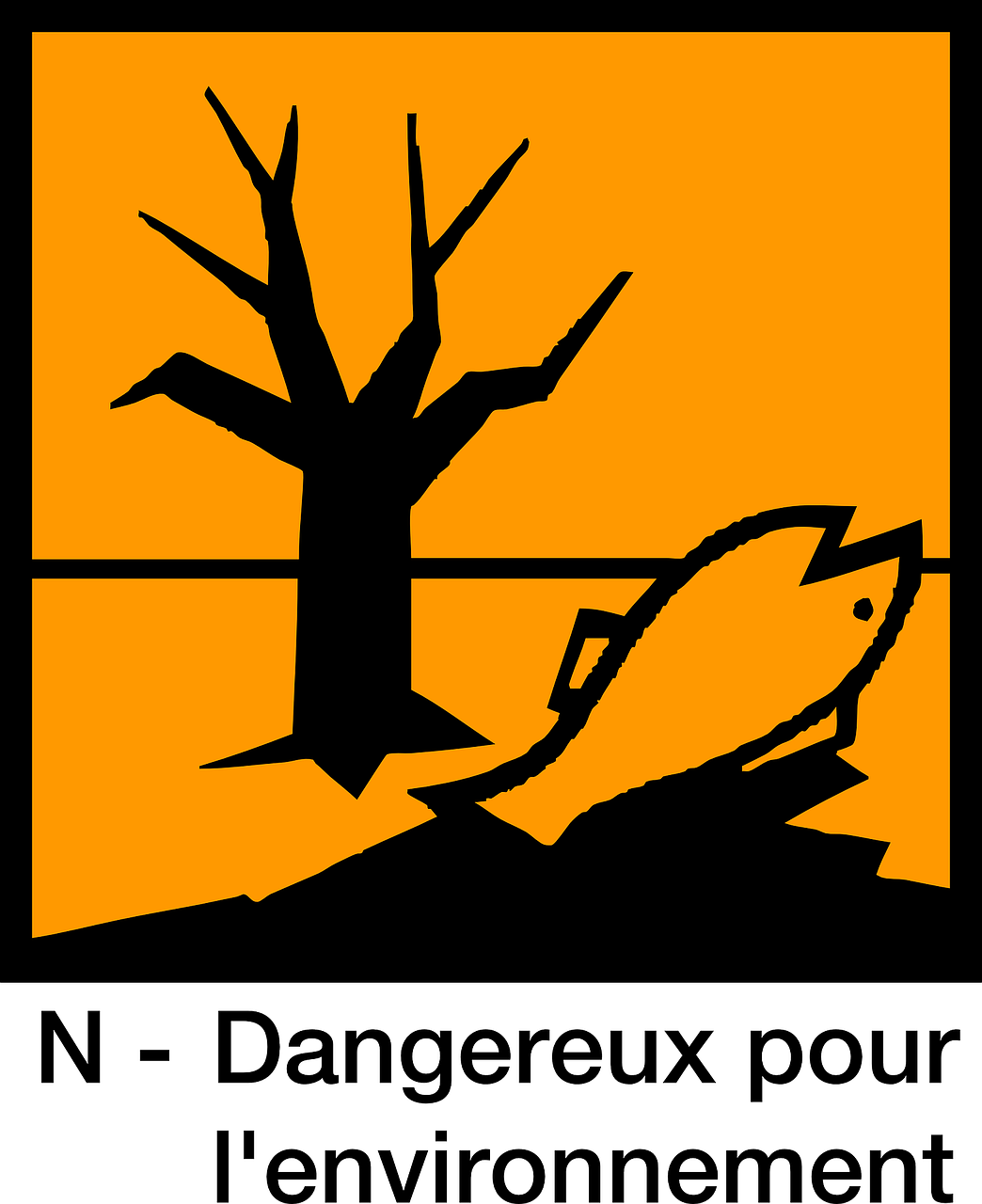 a picture of a tree with no leaves on it, inspired by François Barraud, deviantart contest winner, nuclear art, orange safety labels, black silhouette, shark, demolition