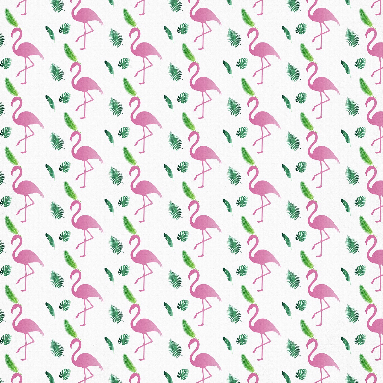 a pattern of flamingos and pineapples on a white background, pixabay, many leaves, background image, vintage - w 1 0 2 4, pink white and green