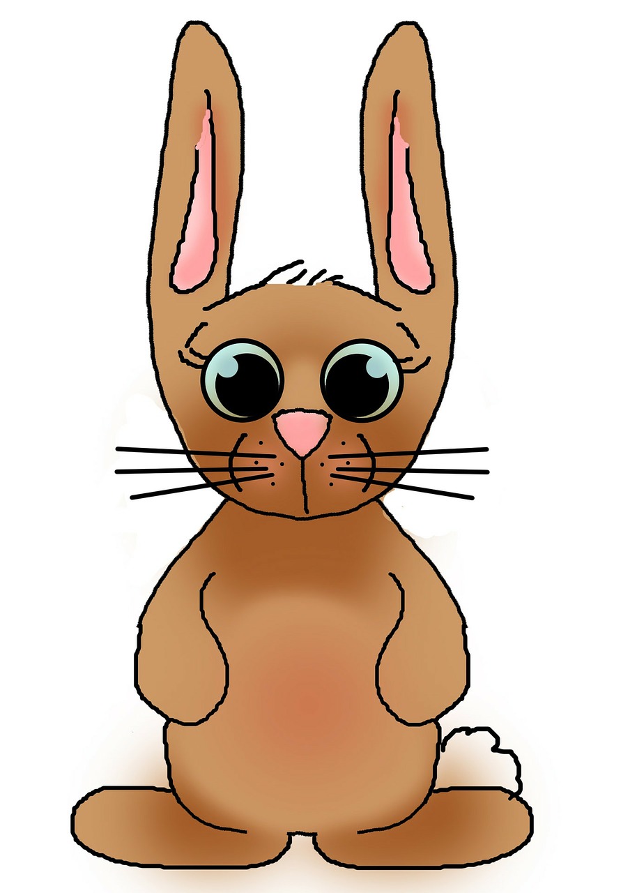 a drawing of a brown bunny with big eyes, a digital rendering, pixabay, sōsaku hanga, cell shaded adult animation, colored illustration, short neck, by joseph binder