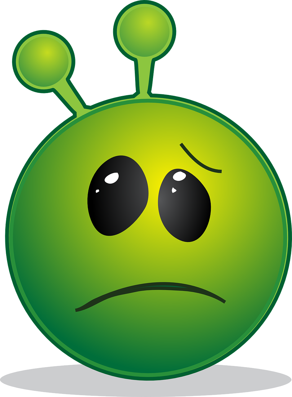 a green alien with a sad face, inspired by Heinz Anger, incoherents, clip art, protons, alien plant, very sad emotion