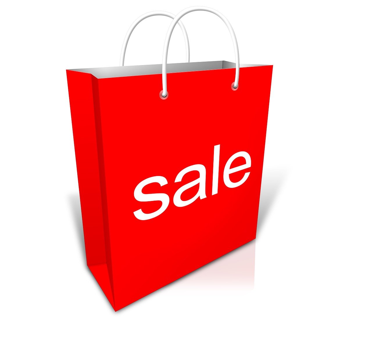 a red shopping bag with the word sale on it, a photo, compressed jpeg, photo photo, graphic”, 0