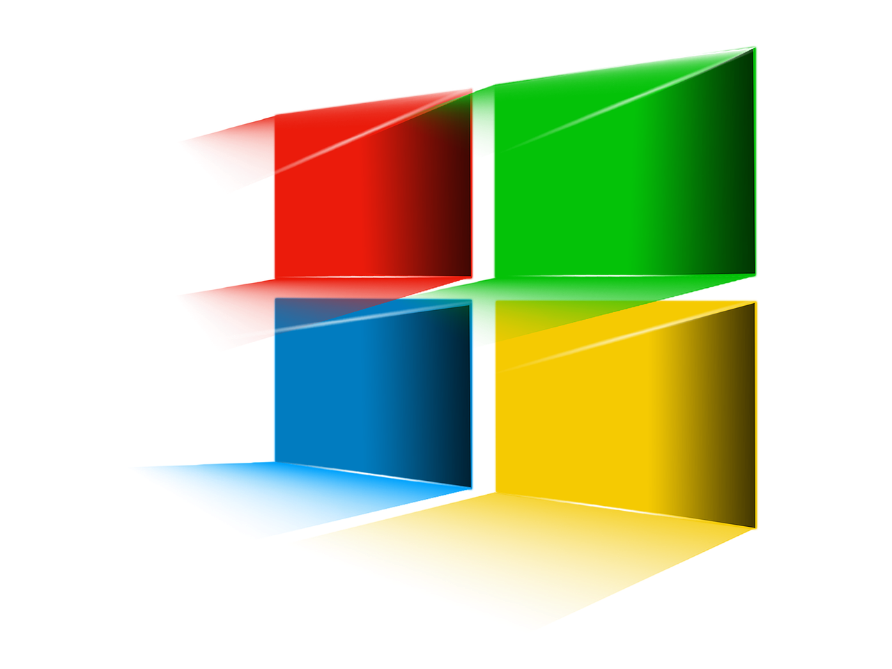 the windows 7 logo on a black background, a computer rendering, computer art, art style of polygon1993, style of mirror\'s edge, various colors, viewpoint is to front and left