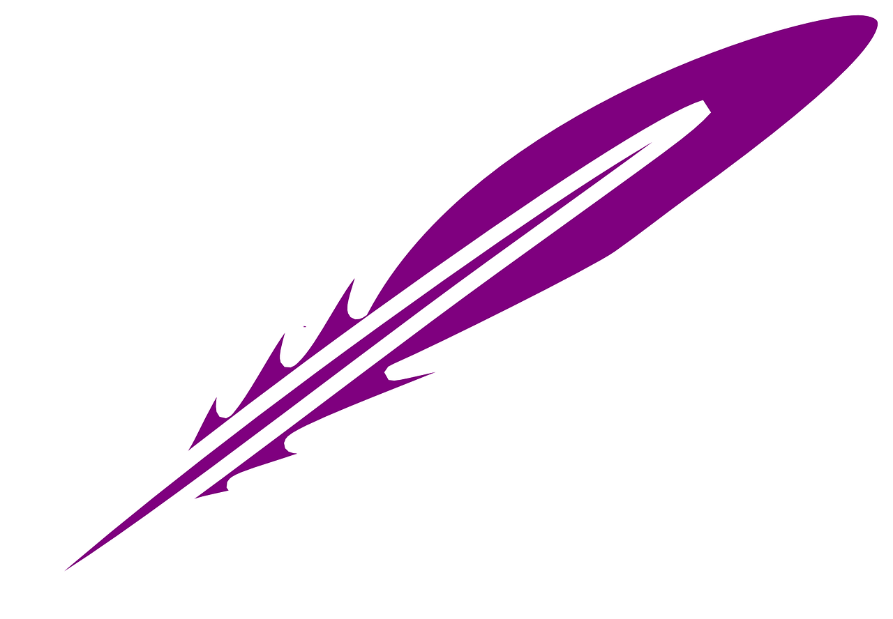 a purple and white feather on a black background, inspired by McKendree Long, high school mascot, vectorized, ligtt sword, strong outline