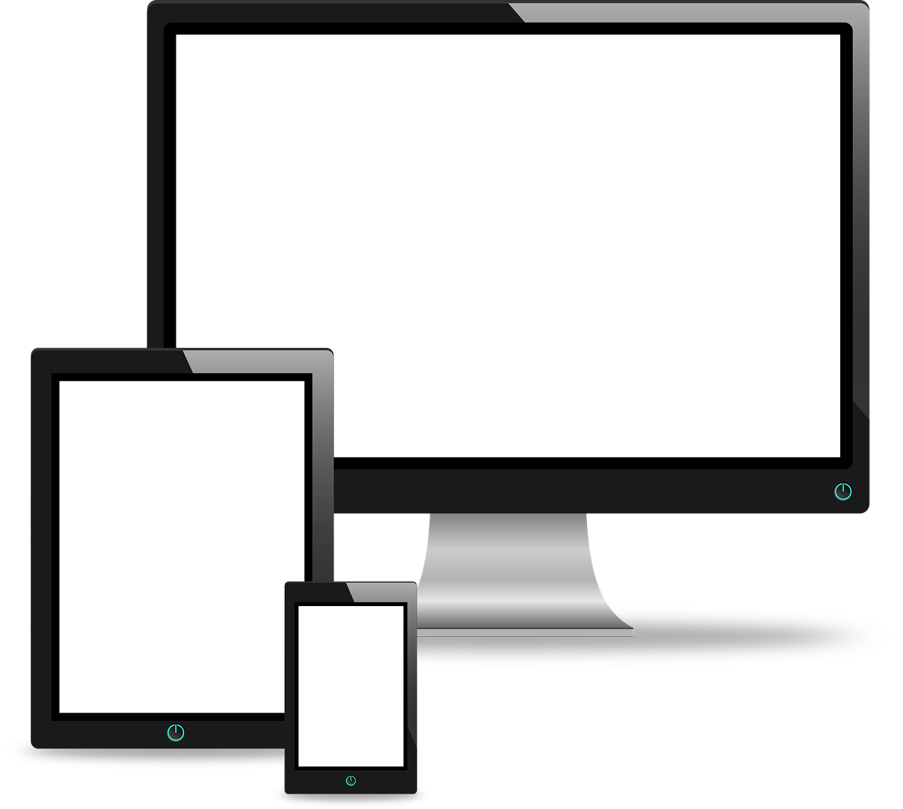 a computer monitor, tablet and phone next to each other, by Andrei Kolkoutine, pixabay, computer art, black border, template layout, background white, hd picture