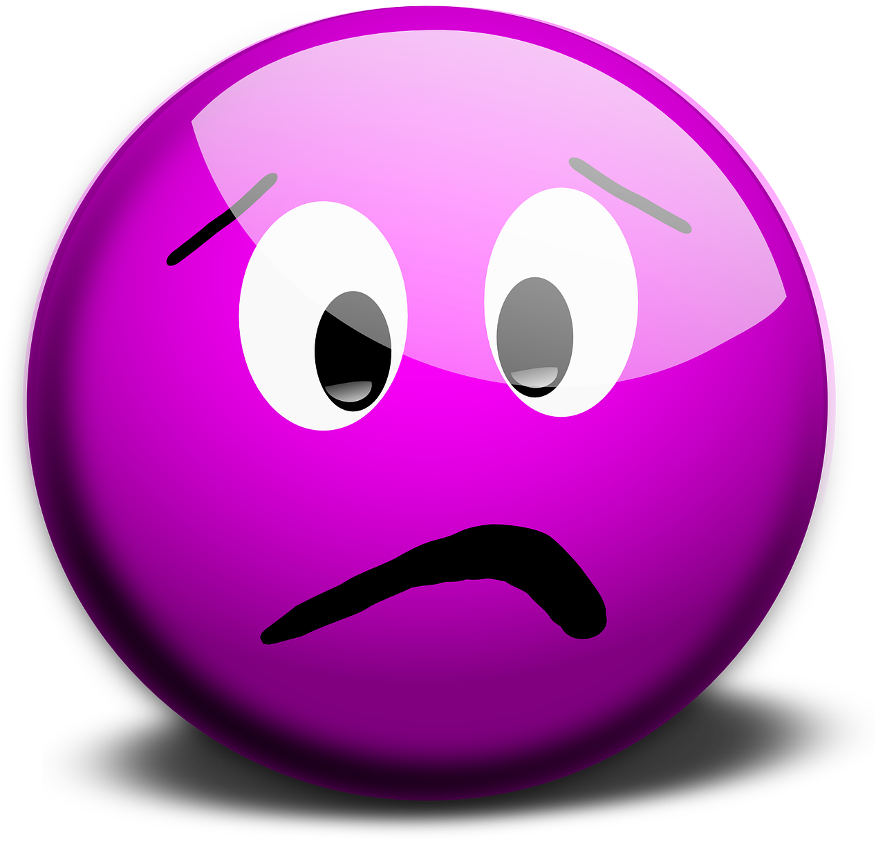 a purple ball with a sad face on it, a picture, pixabay, mingei, no gradients, !dramatic !face, labile temper, cooky