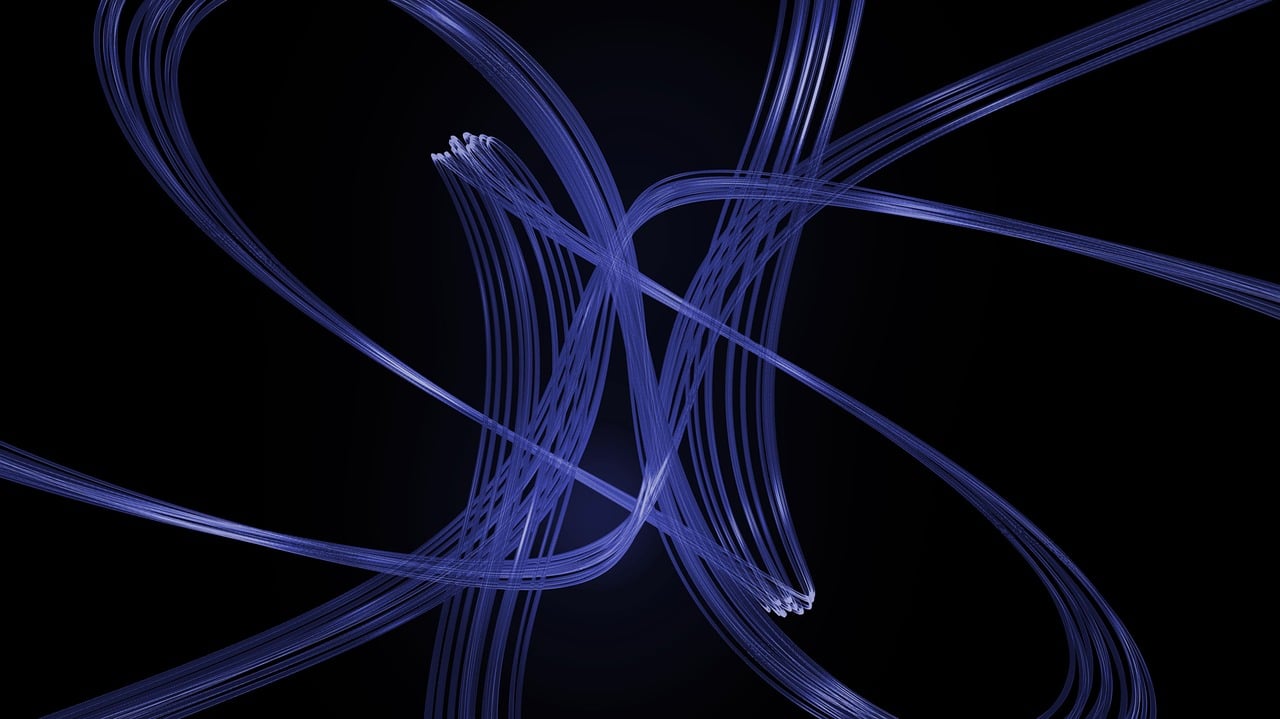 a close up of a cell phone on a black background, a microscopic photo, by Julian Allen, abstract illusionism, thick blue lines, cycles4d render, thick cables whipping around, in simple background