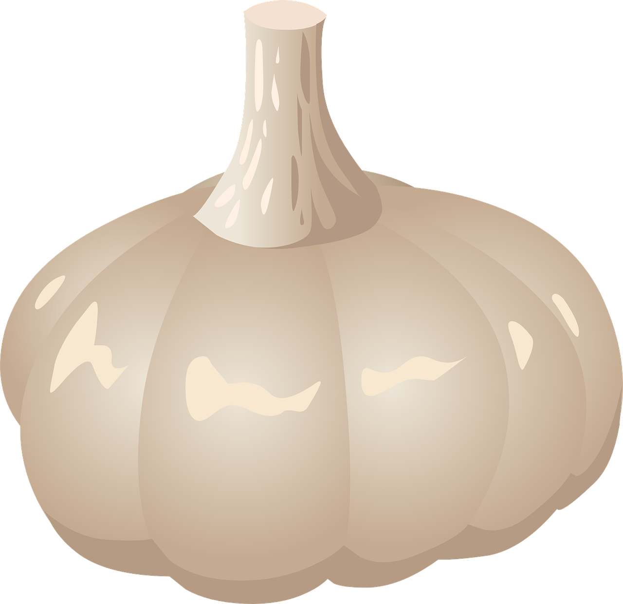 a bulb of garlic on a black background, a digital rendering, sōsaku hanga, rounded roof, she is a gourd, light color, really large bosum