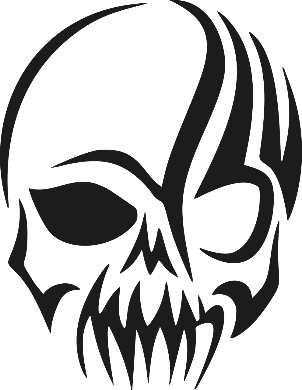 a skull with sharp teeth on a black background, vector art, by Andrei Kolkoutine, deviantart, fine art, 3840 x 2160, skull design for a rock band, skeletor, screenshots