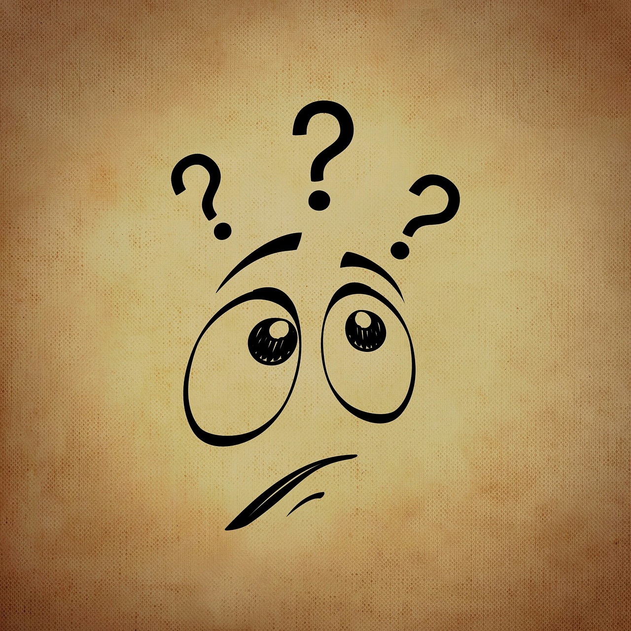 a drawing of a face with question marks on it, trending on pixabay, graffiti, background image, wide eyes shocked expression, 8 k what, funny illustration