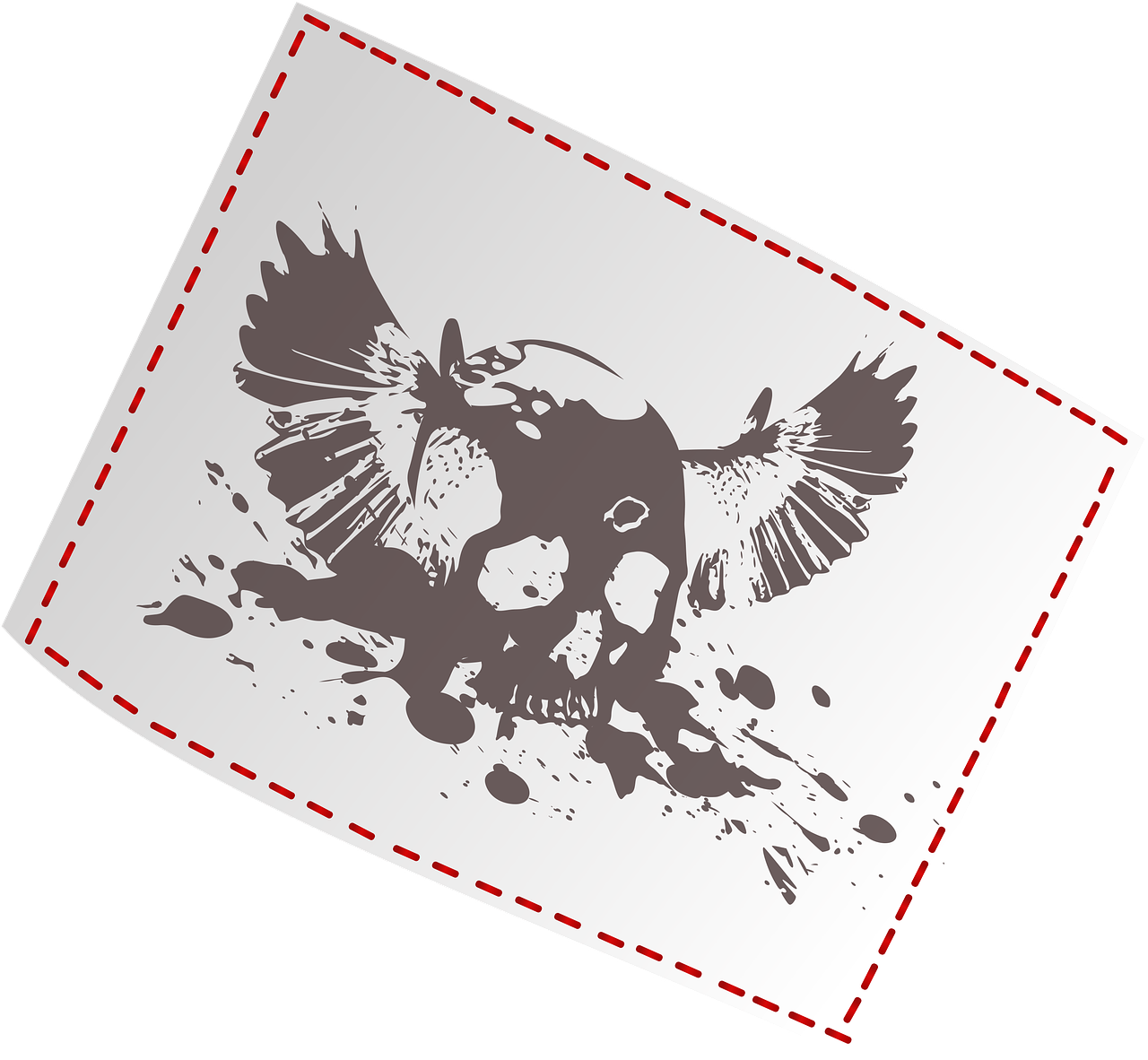 a piece of paper with a drawing of a bird on it, a screenprint, inspired by Ravi Zupa, pixabay, bullet holes and blood splatter, sticker design vector, skull design for a rock band, !!! very coherent!!! vector art