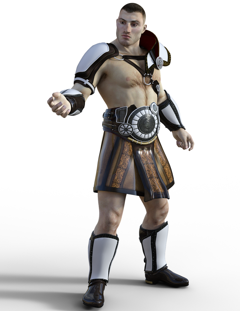 a man dressed in armor poses for a picture, inspired by Dai Jin, zbrush central contest winner, renaissance, heroic muay thai stance pose, roman gladiator, john cena, 3 d render of jerma 9 8 5