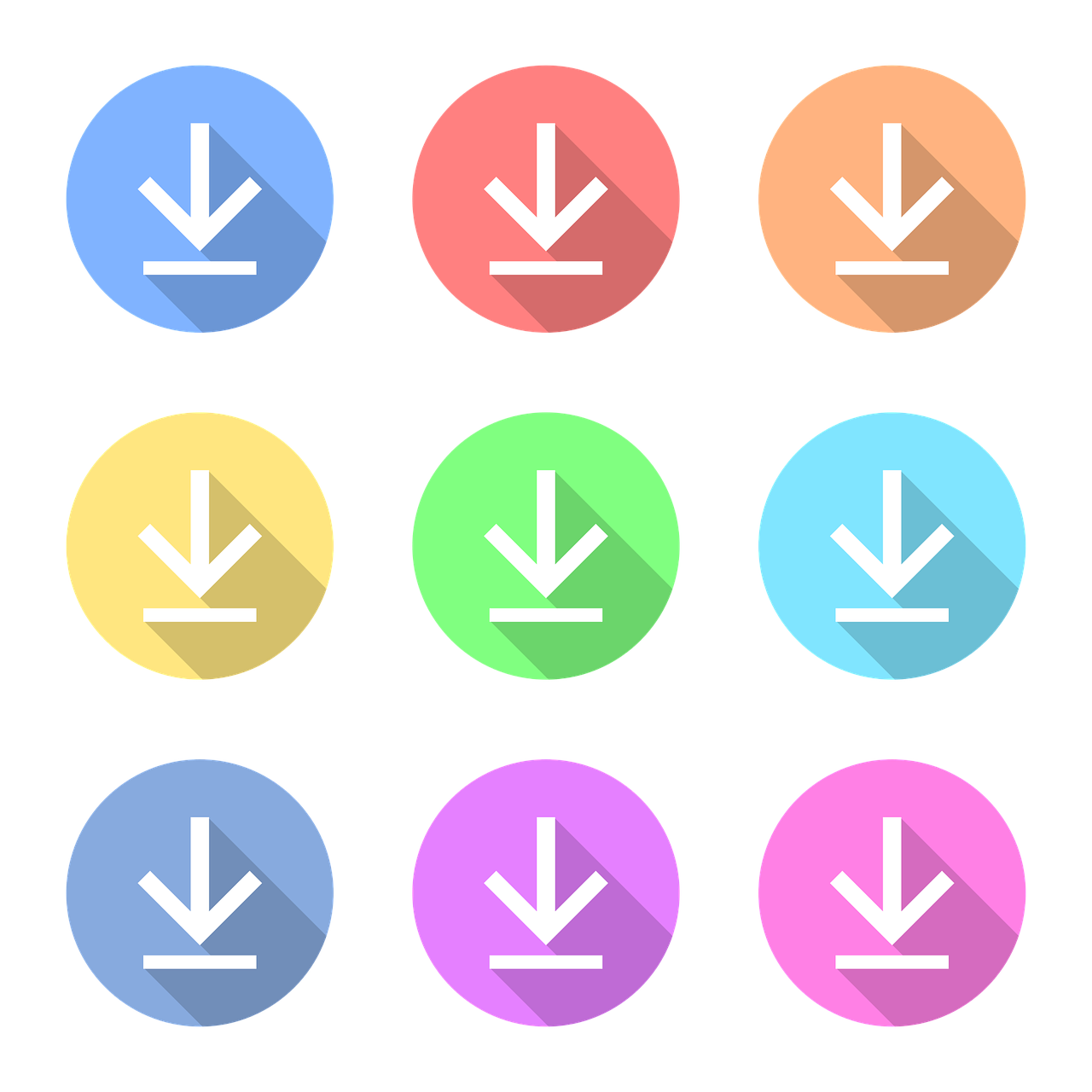 a bunch of different colored arrows on a black background, vector art, computer art, flat icon, upsidedown, soft round features, flat colors